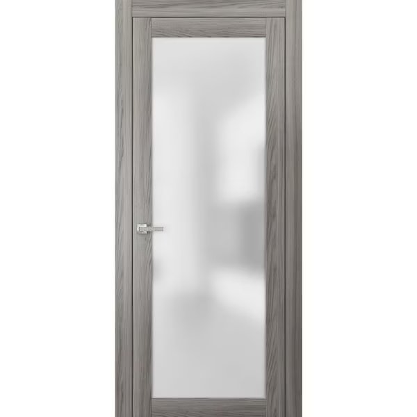 Lite 36x96 Planum 2102 Ginger Ash Frames Trims Satin Nickel Hardware Bathroom Core Wooden  Pre-hung, Sartodoors, Mfr#: PLANUM2102ID-GA-3696